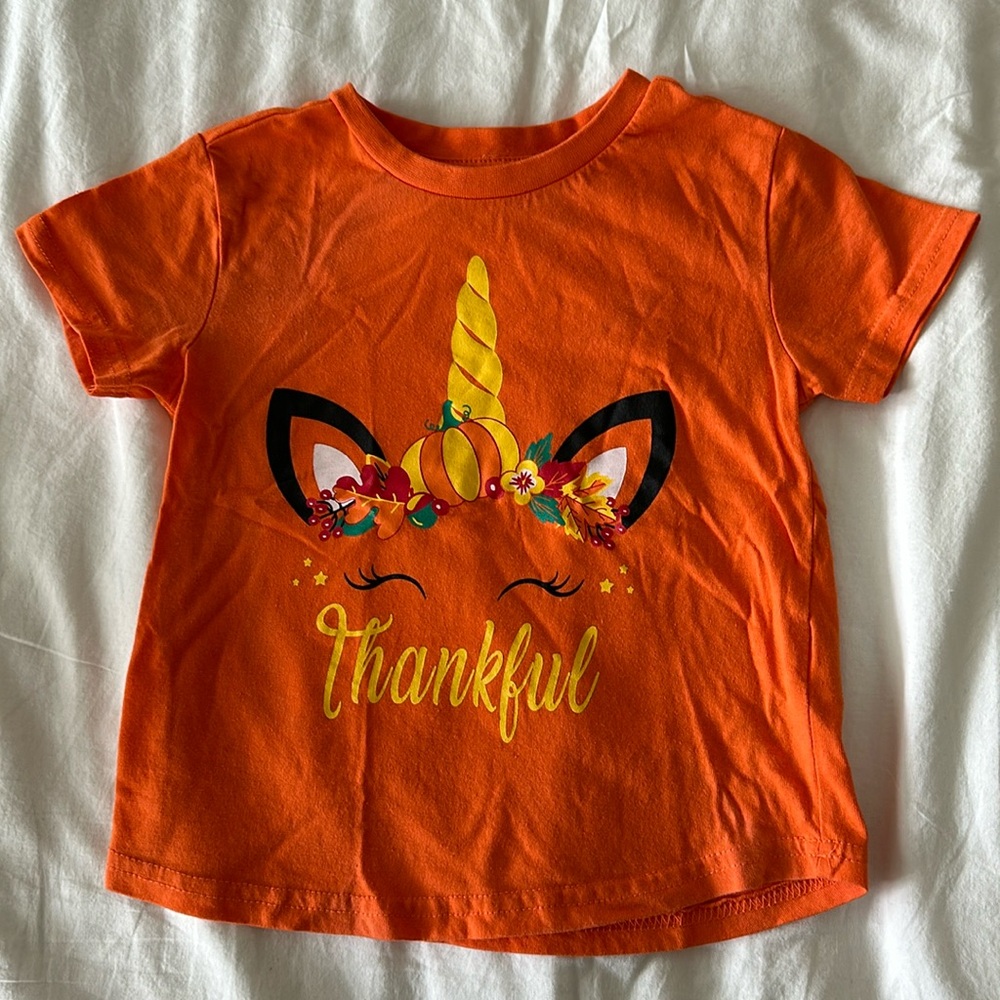 Thankful unicorn t-shirt for sweet little kids.